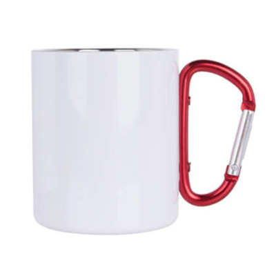 Hrnek kovový s ouškem červená karabina