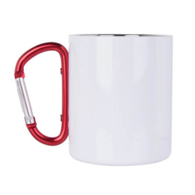 Hrnek kovový s ouškem červená karabina