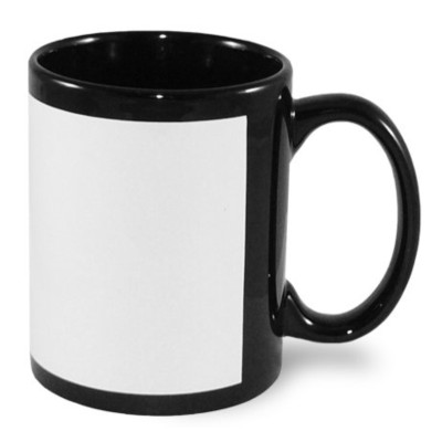 Hrnek černý s rámečkem určeným pro potisk