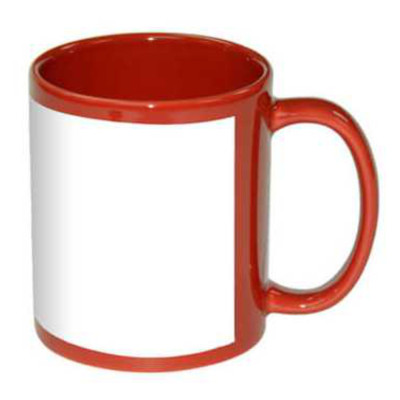 Hrnek červený s rámečkem určeným pro potisk