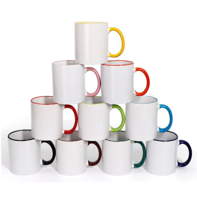 Hrnky 300ml barevný lem a ouško