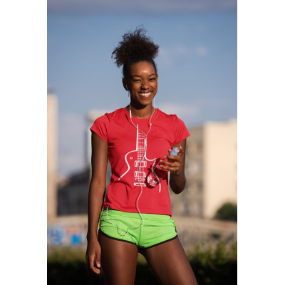 Dámské červené triko s elektrickou kytarou