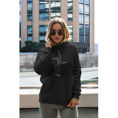 Dámská mikina s kapucí a obrázkem skyca kytary