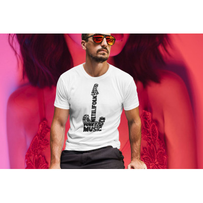 Pánské triko s potiskem kytara z písmen