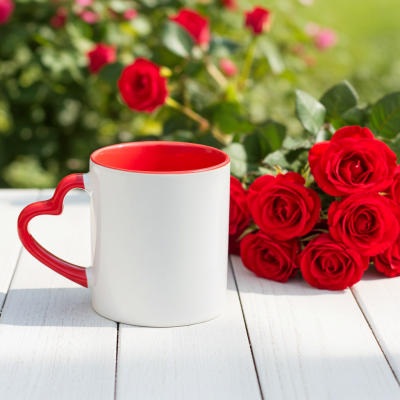 Hrnky 300ml barevné ouško tvar rdce
