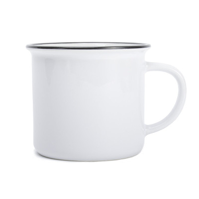 Keramický 236ml hrnek imitace smalt retro s černým lemem