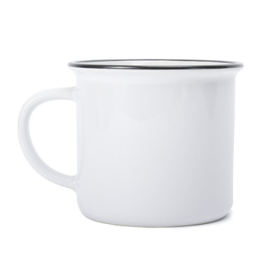 Keramický 236ml hrnek imitace smalt retro s černým lemem